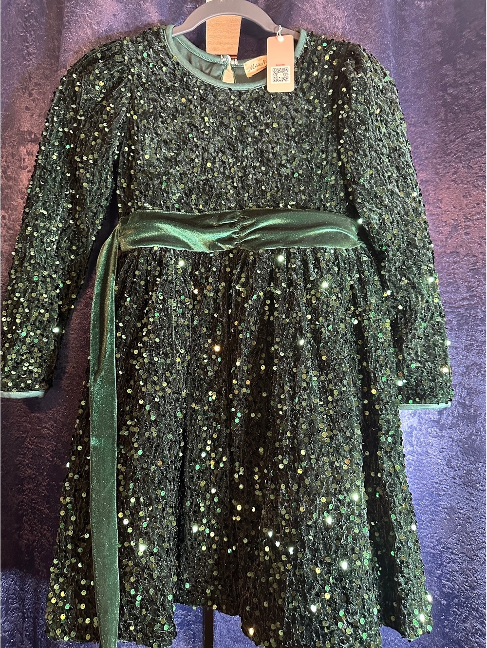 Marie Nicole Clothing Emerald Sparkle Sequin Dress - Size 4XL / Kids Youth 8